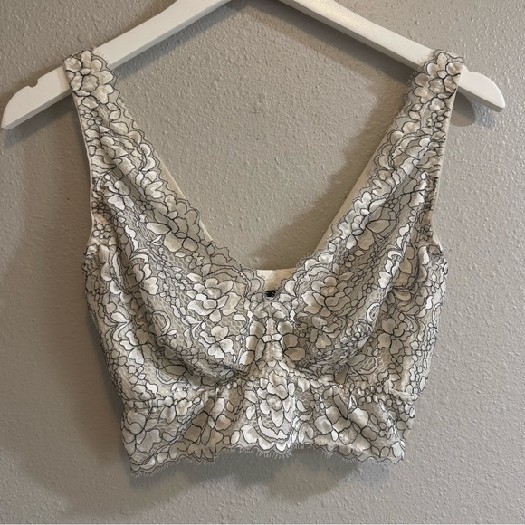 Cosabella Other - Cosabella Never Say Never Plungie Longline Bralette - White/Black Lace M